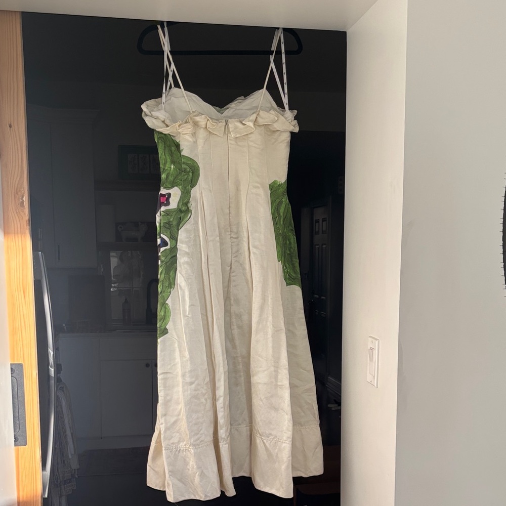 Aje Paradiso Cinched Floral Linen-Blend Midi Dress - Picture 7 of 10